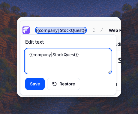 Screenshot of the edit UI mode